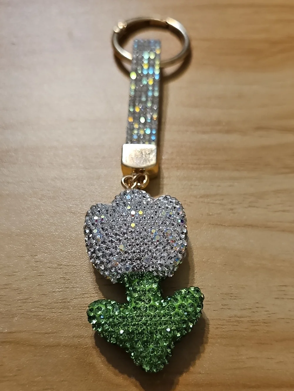 Sassified Boutoque Nwt Crystal Tulip Keychain Charm - Silver & Green